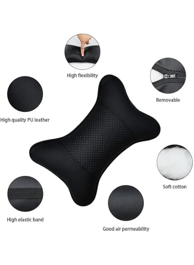 Set of 2 Premium Memory Foam Car Headrest Pillows - Universal Neck Support Cushions for Car Seats - Soft and Comfortable Driving Pillows for Neck Pain Relief (Black) - Image 4